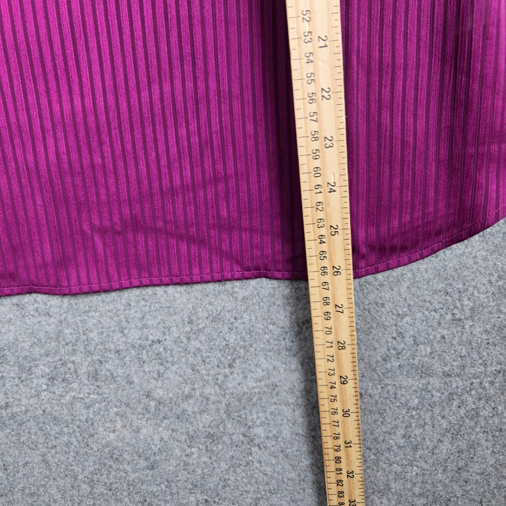 J.Crew Henley Blouse Womens Medium Magenta Stripe Satin Long Sleeve Chic NWT - Picture 8 of 9